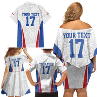 Custom England Football We are Champions Family Matching Off Shoulder Short Dress and Hawaiian Shirt Sporty Style The Three Lions