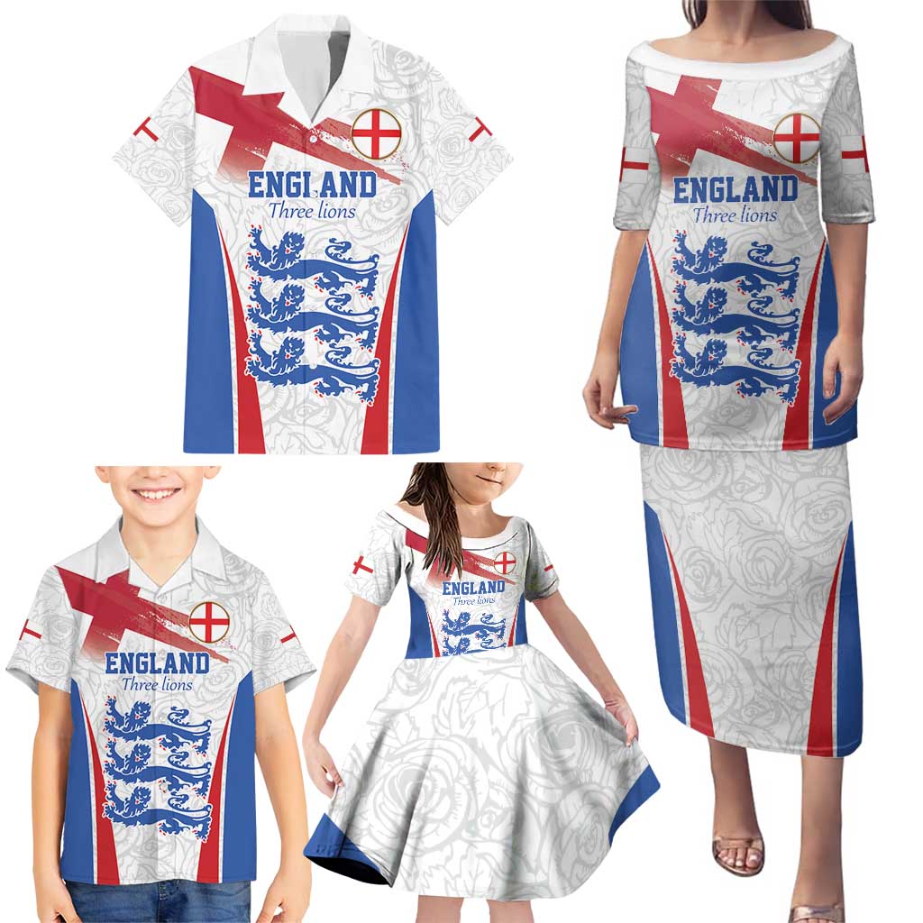 Custom England Football We are Champions Family Matching Puletasi and Hawaiian Shirt Sporty Style The Three Lions