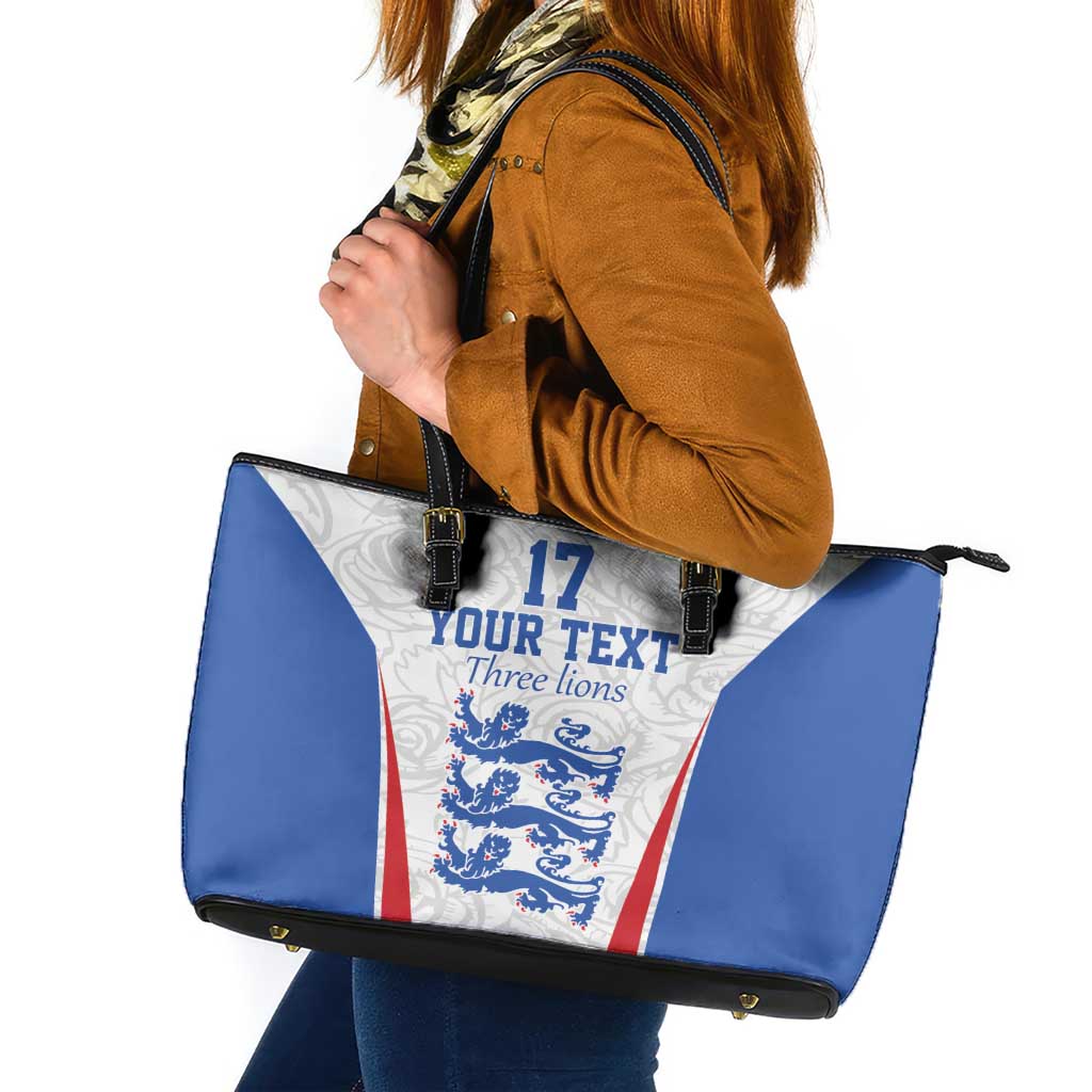 Custom England Football We are Champions Leather Tote Bag Sporty Style The Three Lions