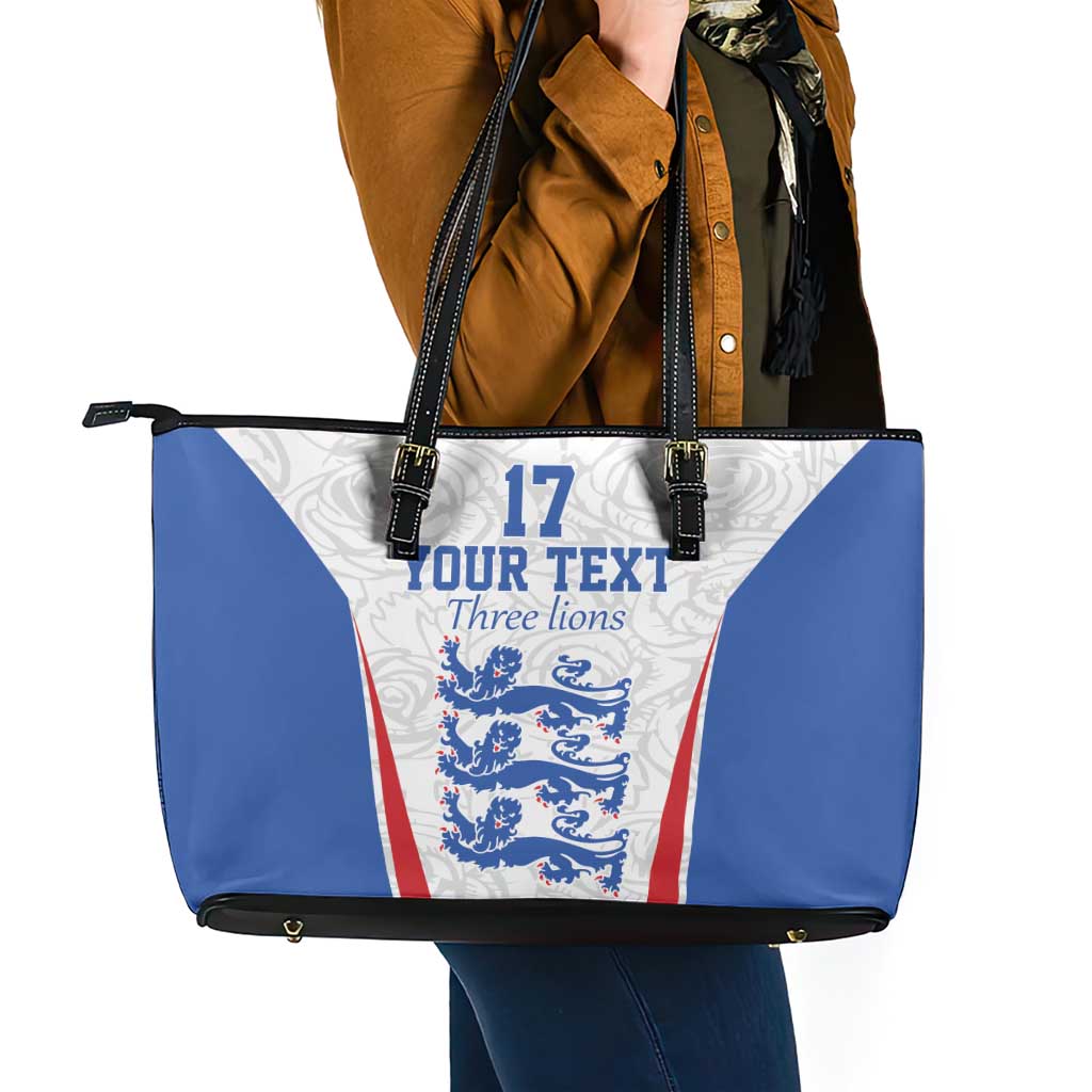 Custom England Football We are Champions Leather Tote Bag Sporty Style The Three Lions