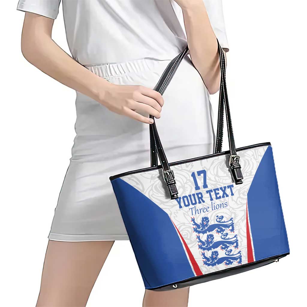 Custom England Football We are Champions Leather Tote Bag Sporty Style The Three Lions