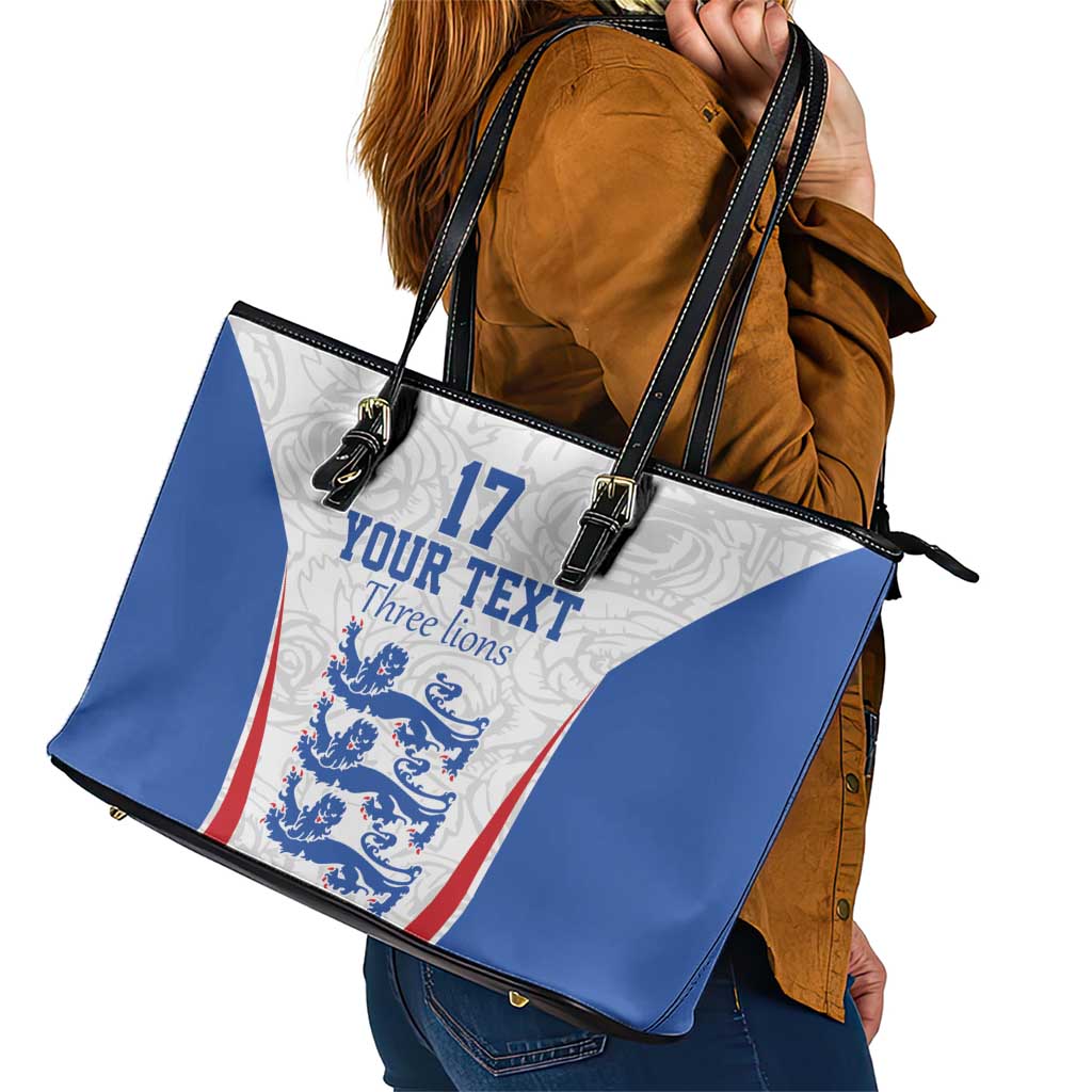 Custom England Football We are Champions Leather Tote Bag Sporty Style The Three Lions