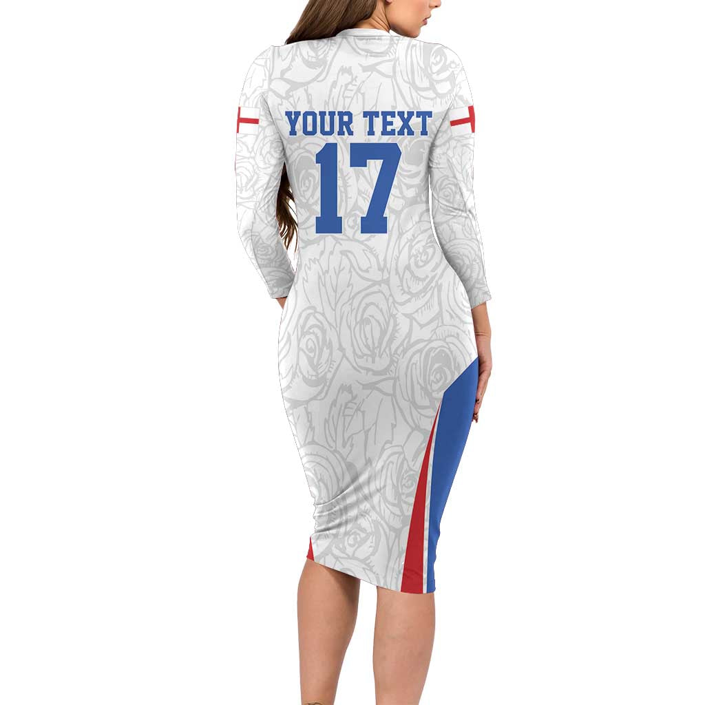 Custom England Football We are Champions Long Sleeve Bodycon Dress Sporty Style The Three Lions