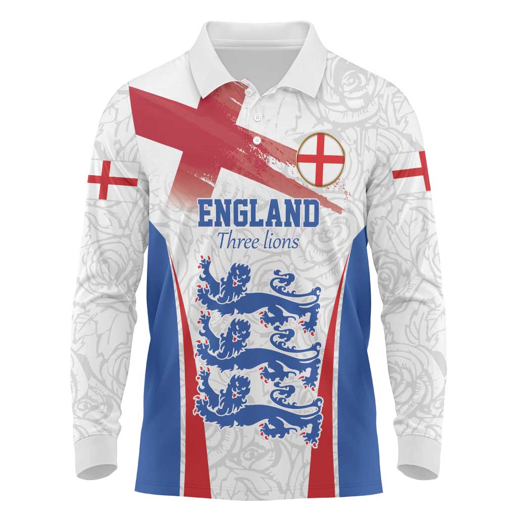 Custom England Football We are Champions Long Sleeve Polo Shirt Sporty Style The Three Lions