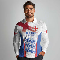 Custom England Football We are Champions Long Sleeve Polo Shirt Sporty Style The Three Lions