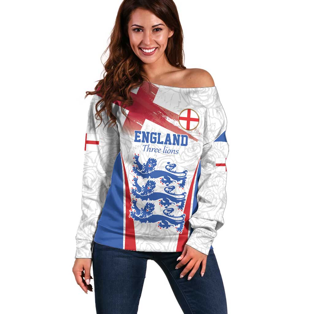 Custom England Football We are Champions Off Shoulder Sweater Sporty Style The Three Lions