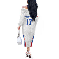 Custom England Football We are Champions Off The Shoulder Long Sleeve Dress Sporty Style The Three Lions