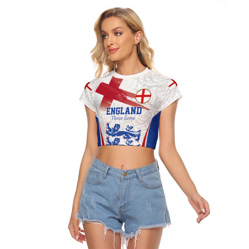 Custom England Football We are Champions Raglan Cropped T Shirt Sporty Style The Three Lions