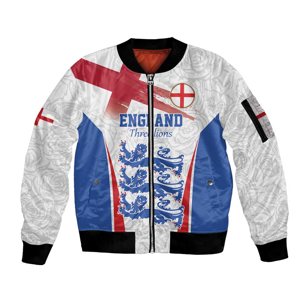 Custom England Football We are Champions Sleeve Zip Bomber Jacket Sporty Style The Three Lions