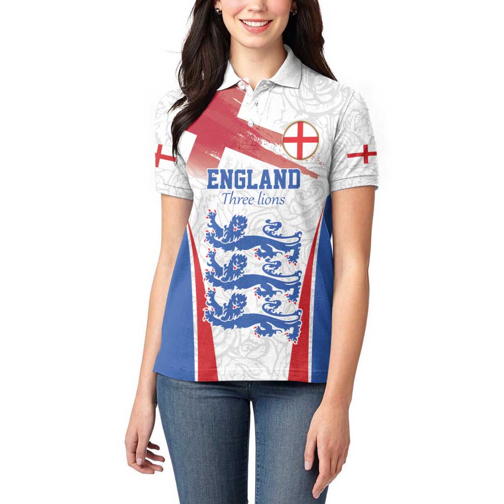 Custom England Football We are Champions Women Polo Shirt Sporty Style The Three Lions