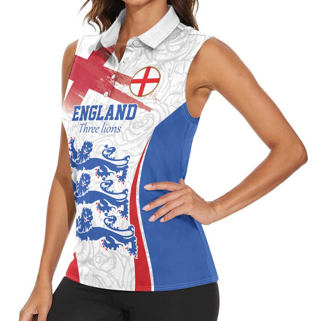 Custom England Football We are Champions Women Sleeveless Polo Shirt Sporty Style The Three Lions