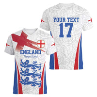 Custom England Football We are Champions Women V-Neck T-Shirt Sporty Style The Three Lions
