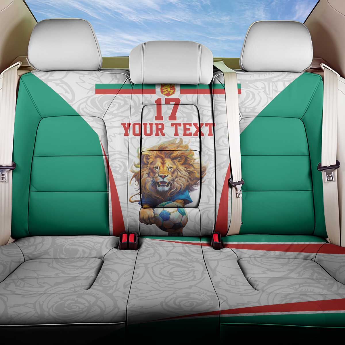 Custom Bulgaria Football We are Champions Back Car Seat Cover Sporty Style with Lion Mascot