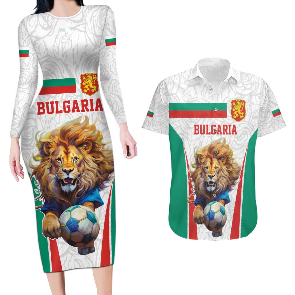 Custom Bulgaria Football We are Champions Couples Matching Long Sleeve Bodycon Dress and Hawaiian Shirt Sporty Style with Lion Mascot