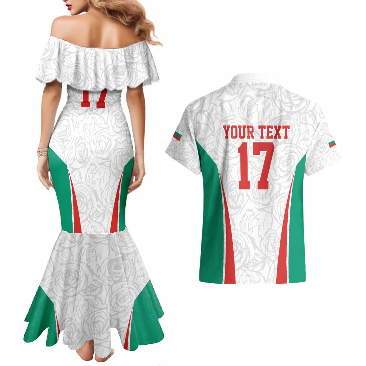 Custom Bulgaria Football We are Champions Couples Matching Mermaid Dress and Hawaiian Shirt Sporty Style with Lion Mascot