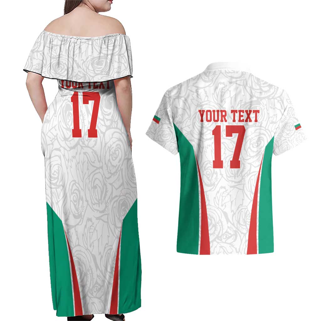 Custom Bulgaria Football We are Champions Couples Matching Off Shoulder Maxi Dress and Hawaiian Shirt Sporty Style with Lion Mascot