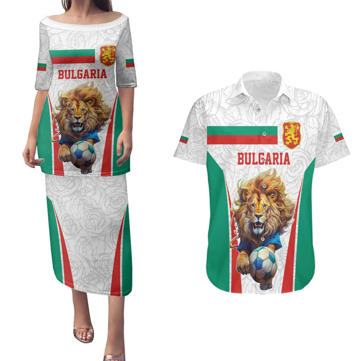 Custom Bulgaria Football We are Champions Couples Matching Puletasi and Hawaiian Shirt Sporty Style with Lion Mascot