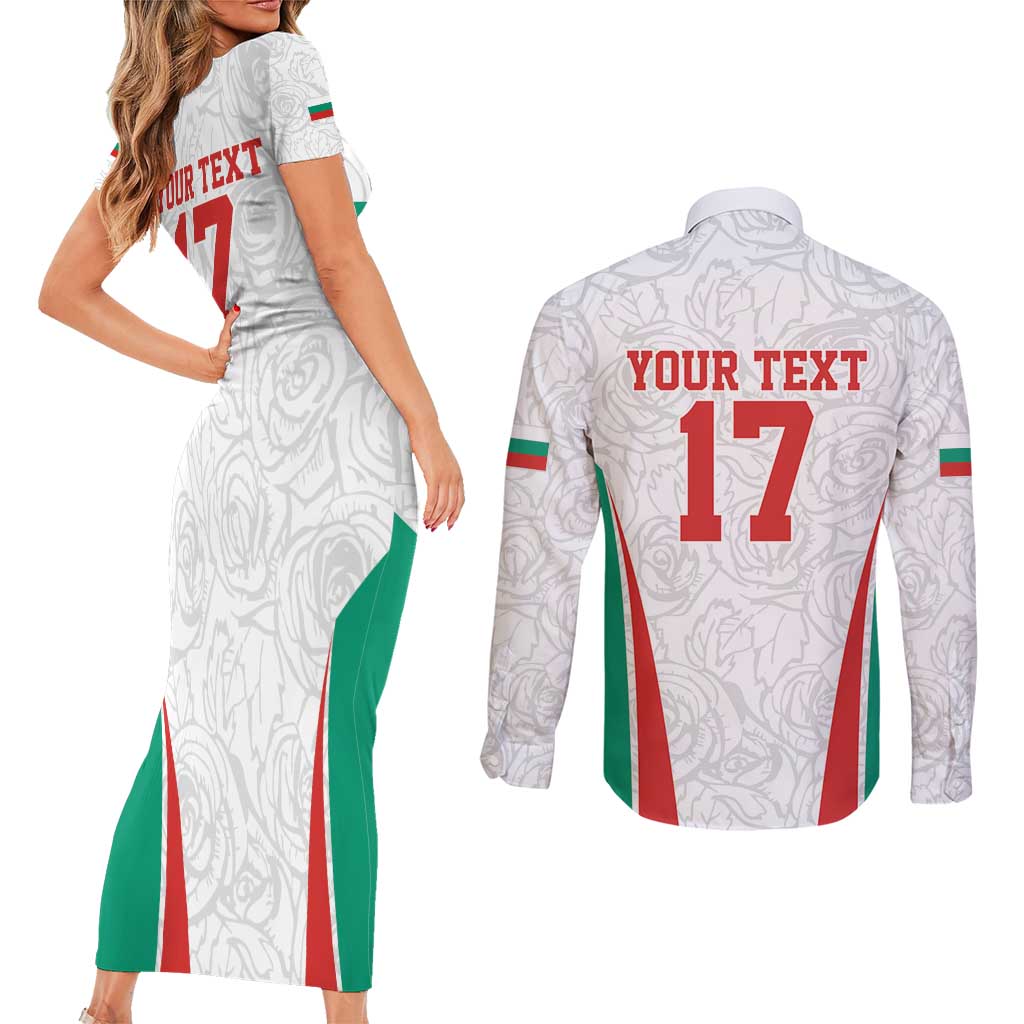 Custom Bulgaria Football We are Champions Couples Matching Short Sleeve Bodycon Dress and Long Sleeve Button Shirt Sporty Style with Lion Mascot