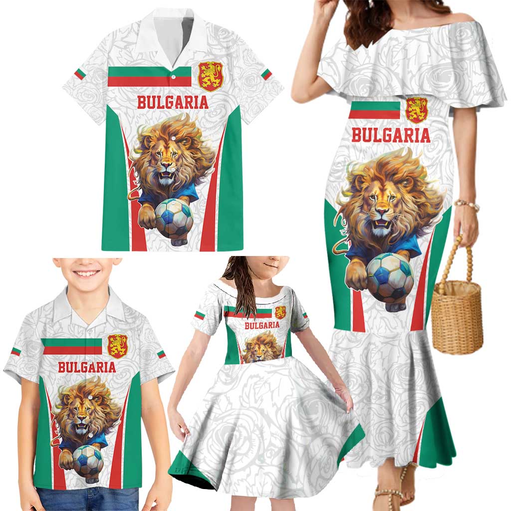 Custom Bulgaria Football We are Champions Family Matching Mermaid Dress and Hawaiian Shirt Sporty Style with Lion Mascot