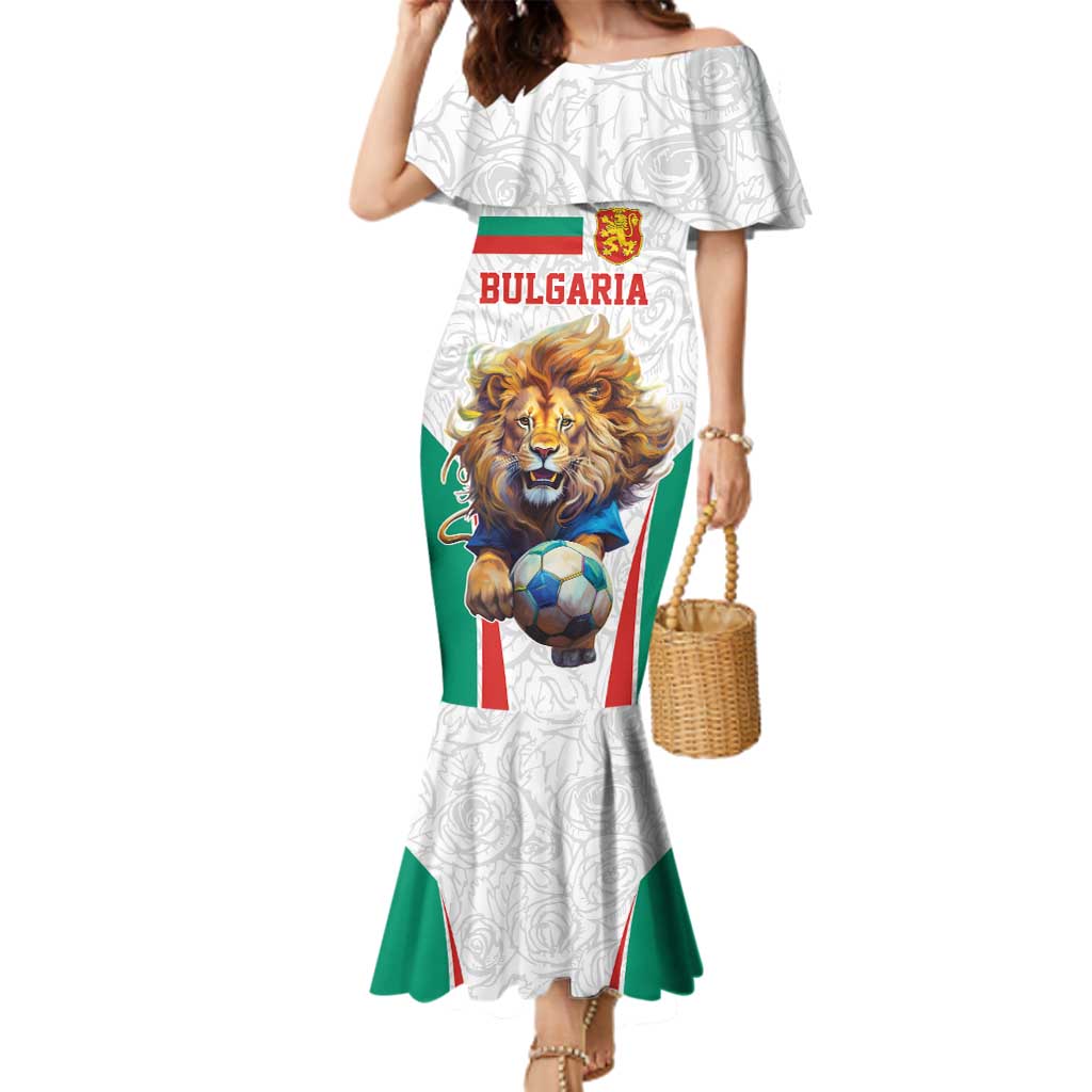 Custom Bulgaria Football We are Champions Family Matching Mermaid Dress and Hawaiian Shirt Sporty Style with Lion Mascot