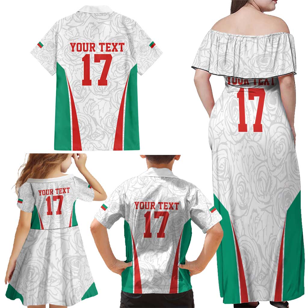 Custom Bulgaria Football We are Champions Family Matching Off Shoulder Maxi Dress and Hawaiian Shirt Sporty Style with Lion Mascot