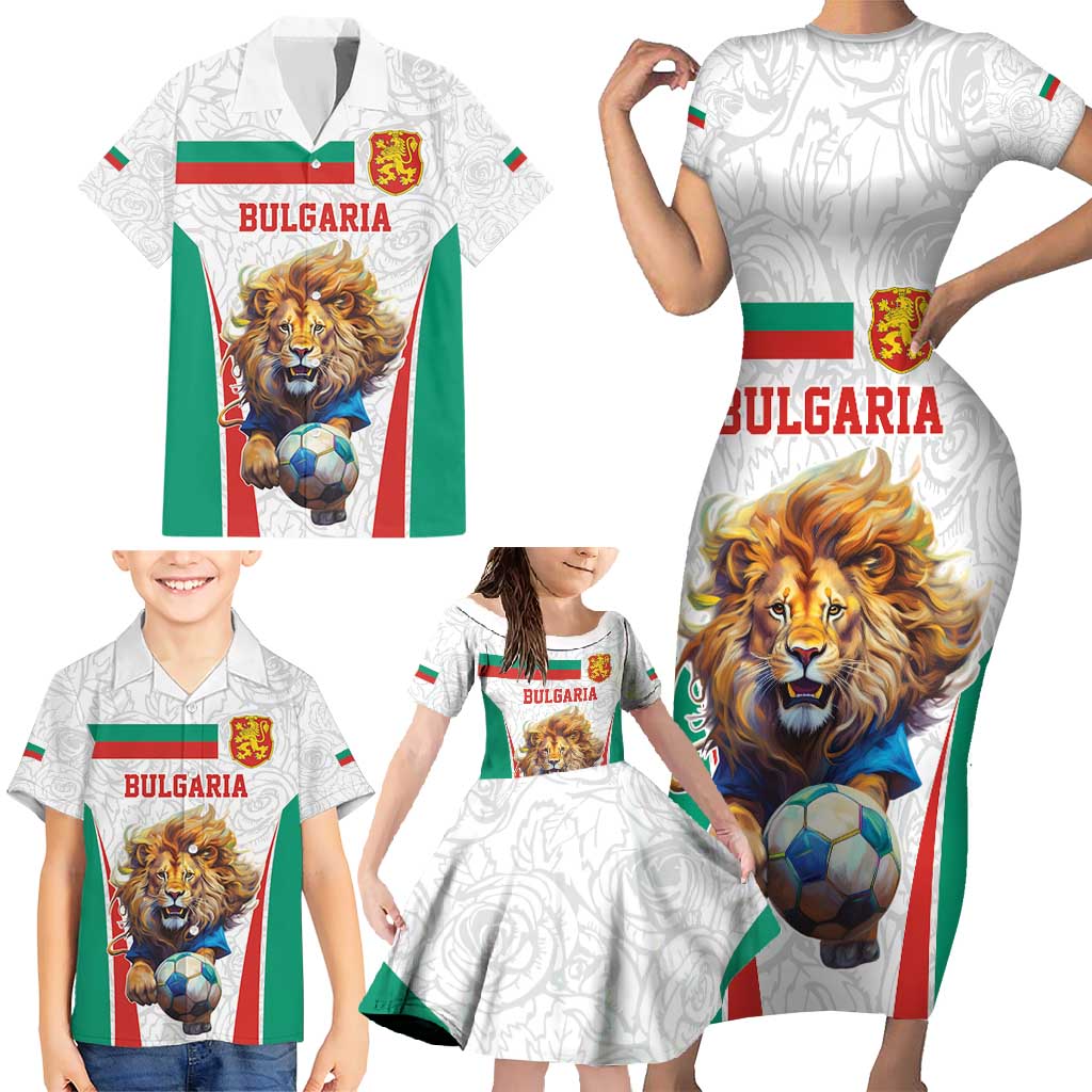 Custom Bulgaria Football We are Champions Family Matching Short Sleeve Bodycon Dress and Hawaiian Shirt Sporty Style with Lion Mascot