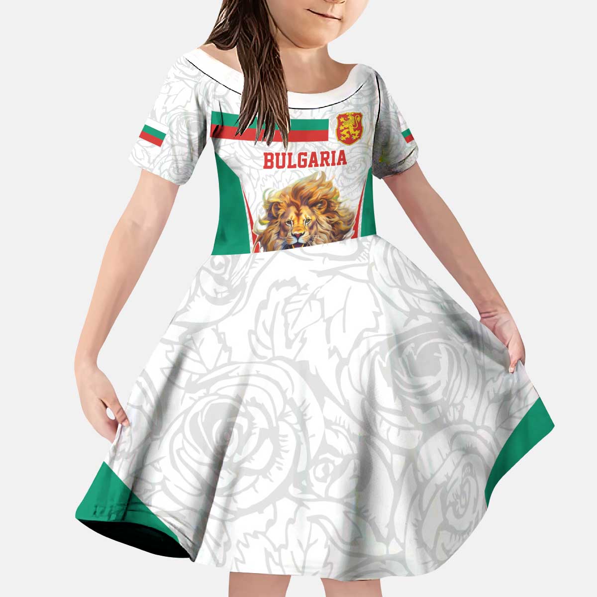 Custom Bulgaria Football We are Champions Kid Short Sleeve Dress Sporty Style with Lion Mascot