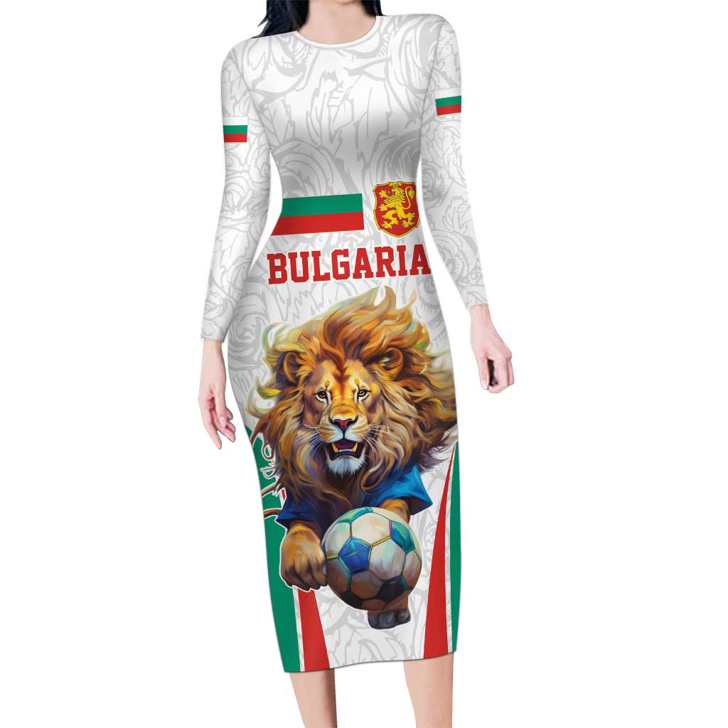 Custom Bulgaria Football We are Champions Long Sleeve Bodycon Dress Sporty Style with Lion Mascot