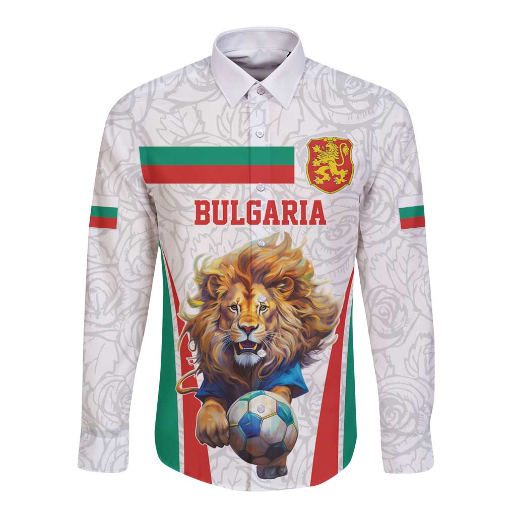 Custom Bulgaria Football We are Champions Long Sleeve Button Shirt Sporty Style with Lion Mascot