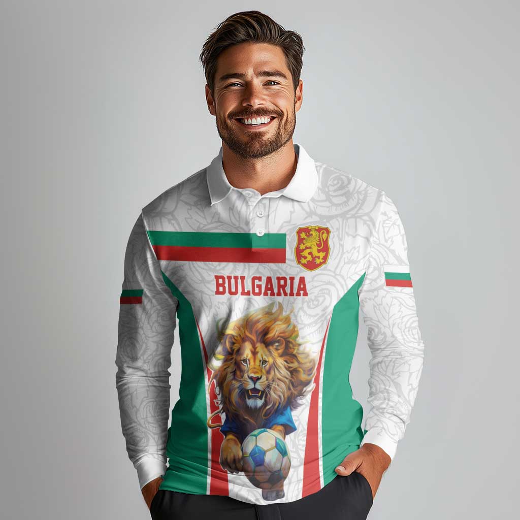 Custom Bulgaria Football We are Champions Long Sleeve Polo Shirt Sporty Style with Lion Mascot