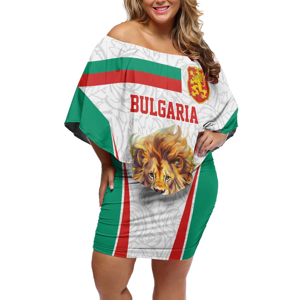 Custom Bulgaria Football We are Champions Off Shoulder Short Dress Sporty Style with Lion Mascot