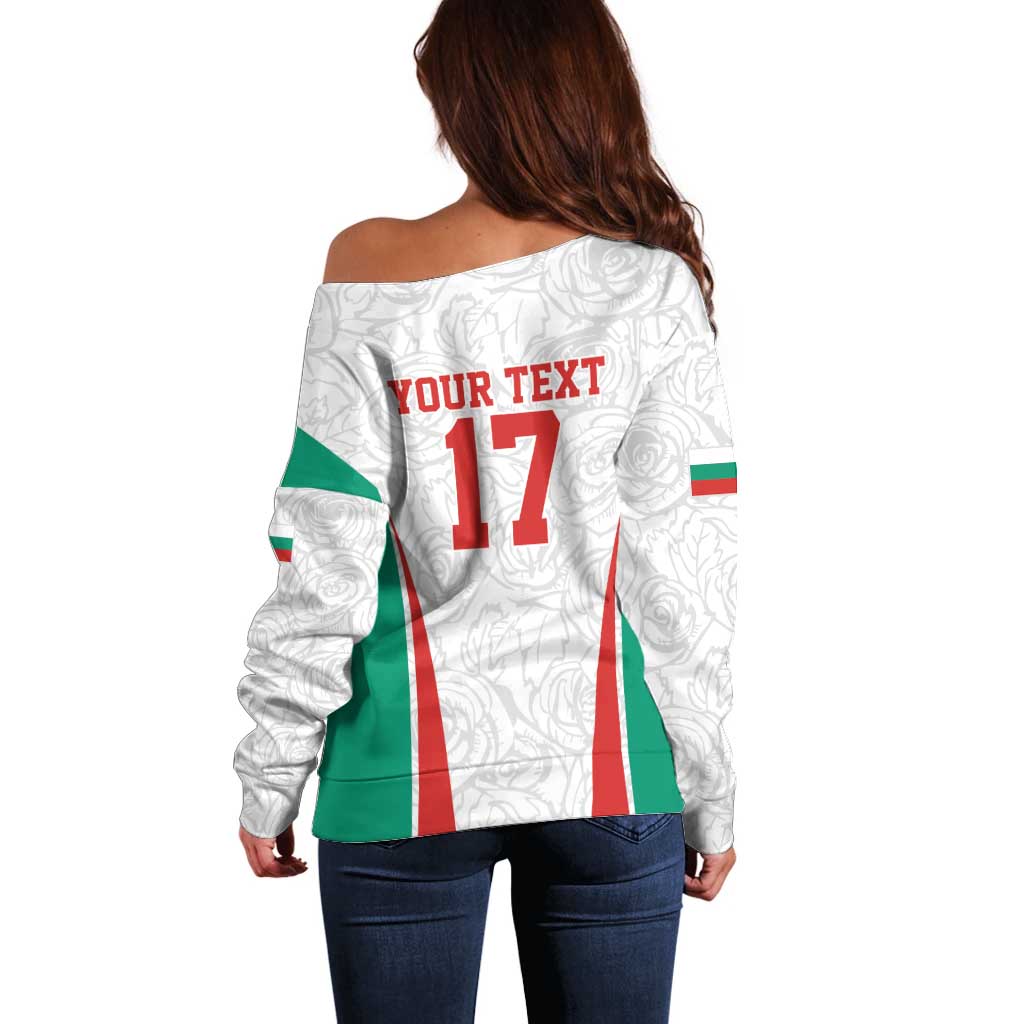 Custom Bulgaria Football We are Champions Off Shoulder Sweater Sporty Style with Lion Mascot