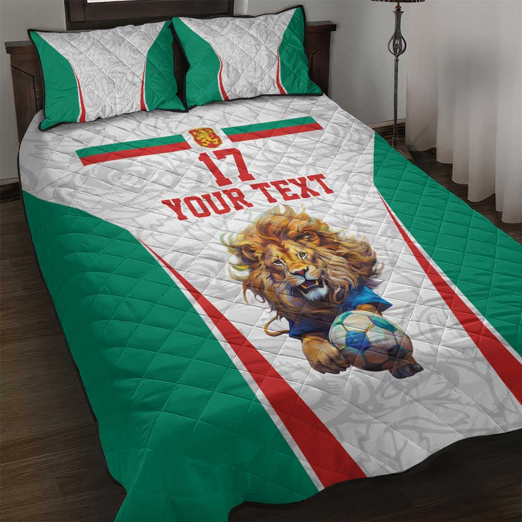 Custom Bulgaria Football We are Champions Quilt Bed Set Sporty Style with Lion Mascot