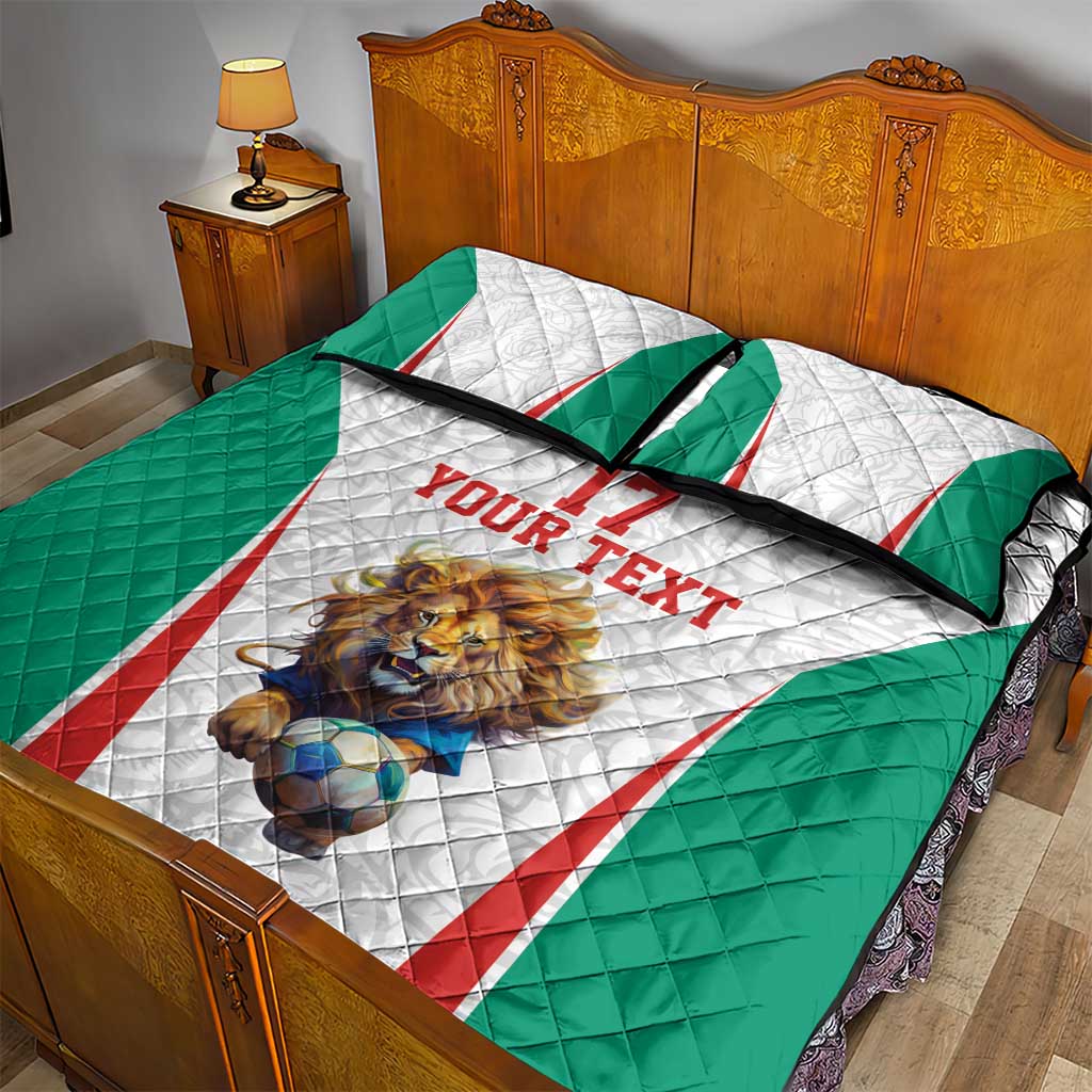 Custom Bulgaria Football We are Champions Quilt Bed Set Sporty Style with Lion Mascot