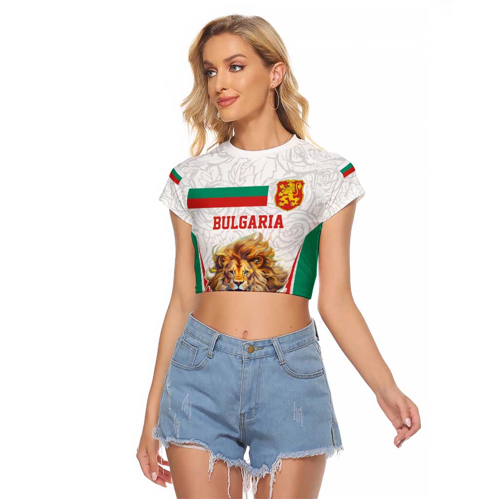 Custom Bulgaria Football We are Champions Raglan Cropped T Shirt Sporty Style with Lion Mascot