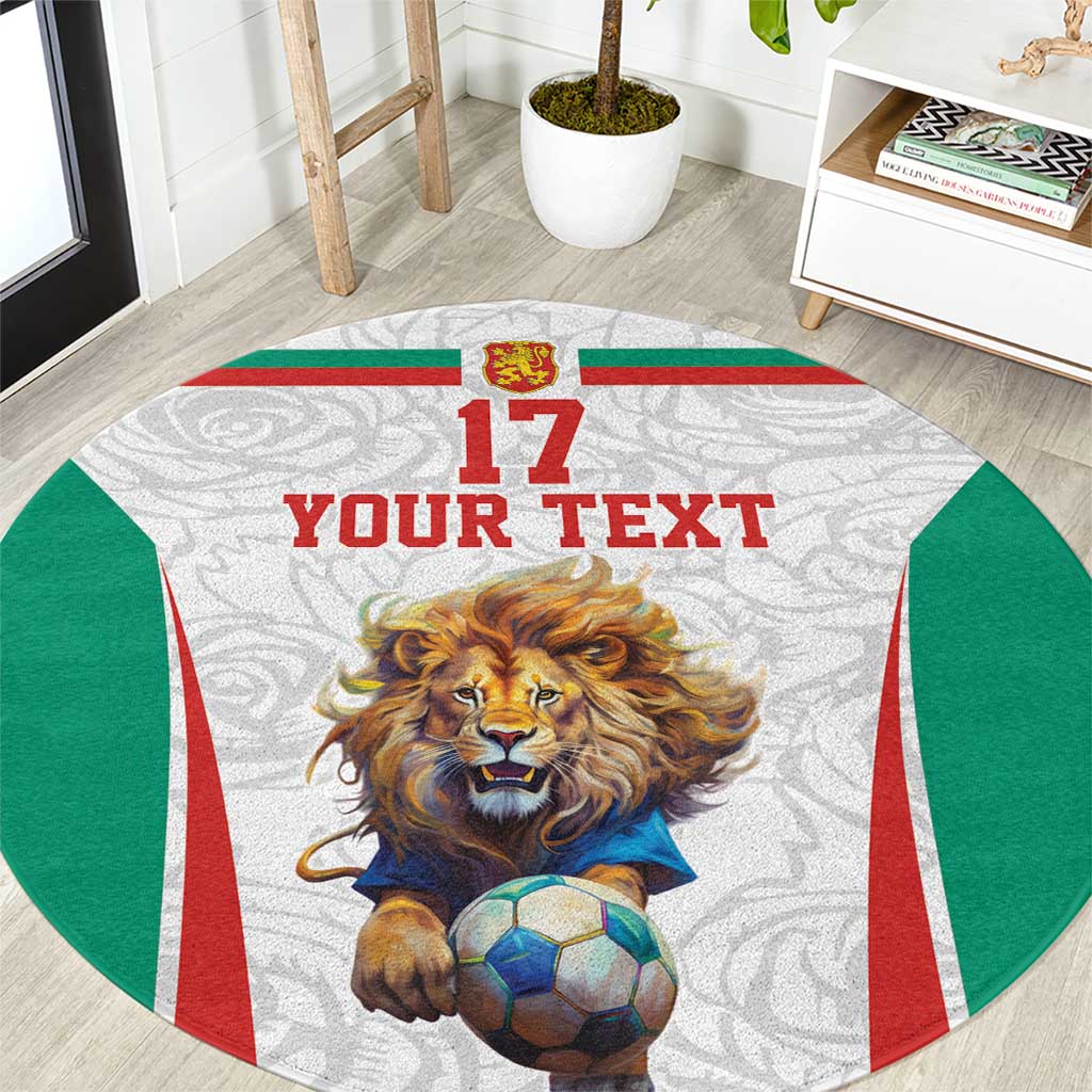 Custom Bulgaria Football We are Champions Round Carpet Sporty Style with Lion Mascot