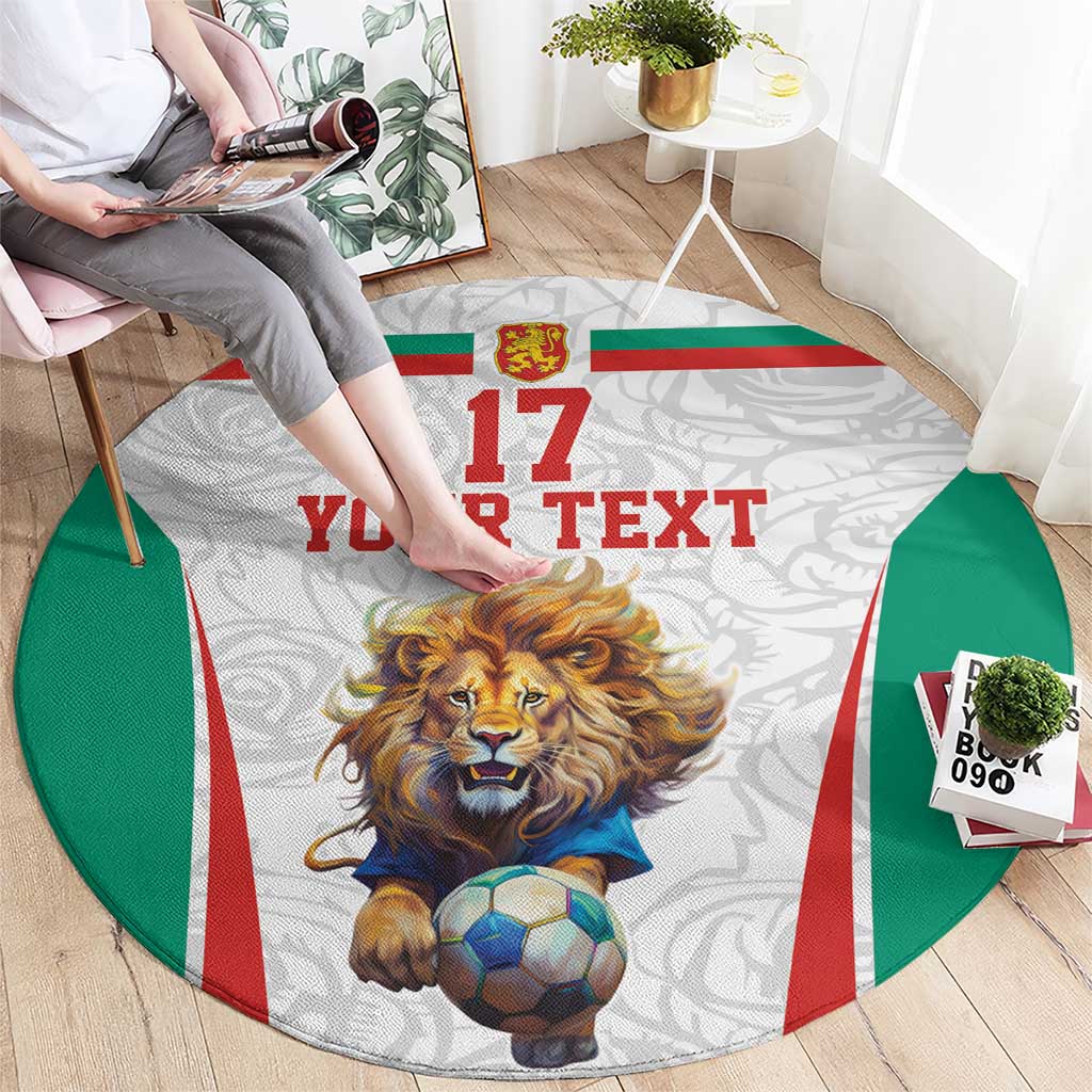 Custom Bulgaria Football We are Champions Round Carpet Sporty Style with Lion Mascot