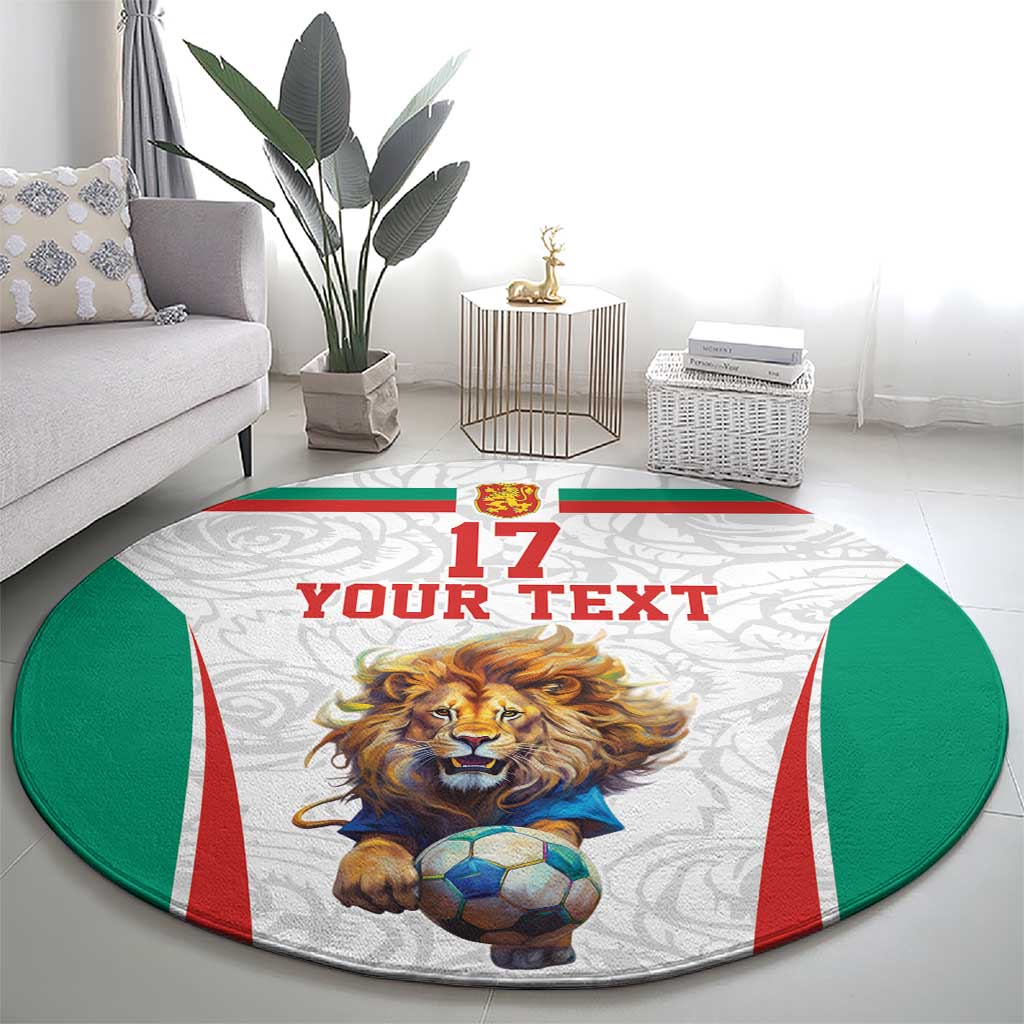 Custom Bulgaria Football We are Champions Round Carpet Sporty Style with Lion Mascot