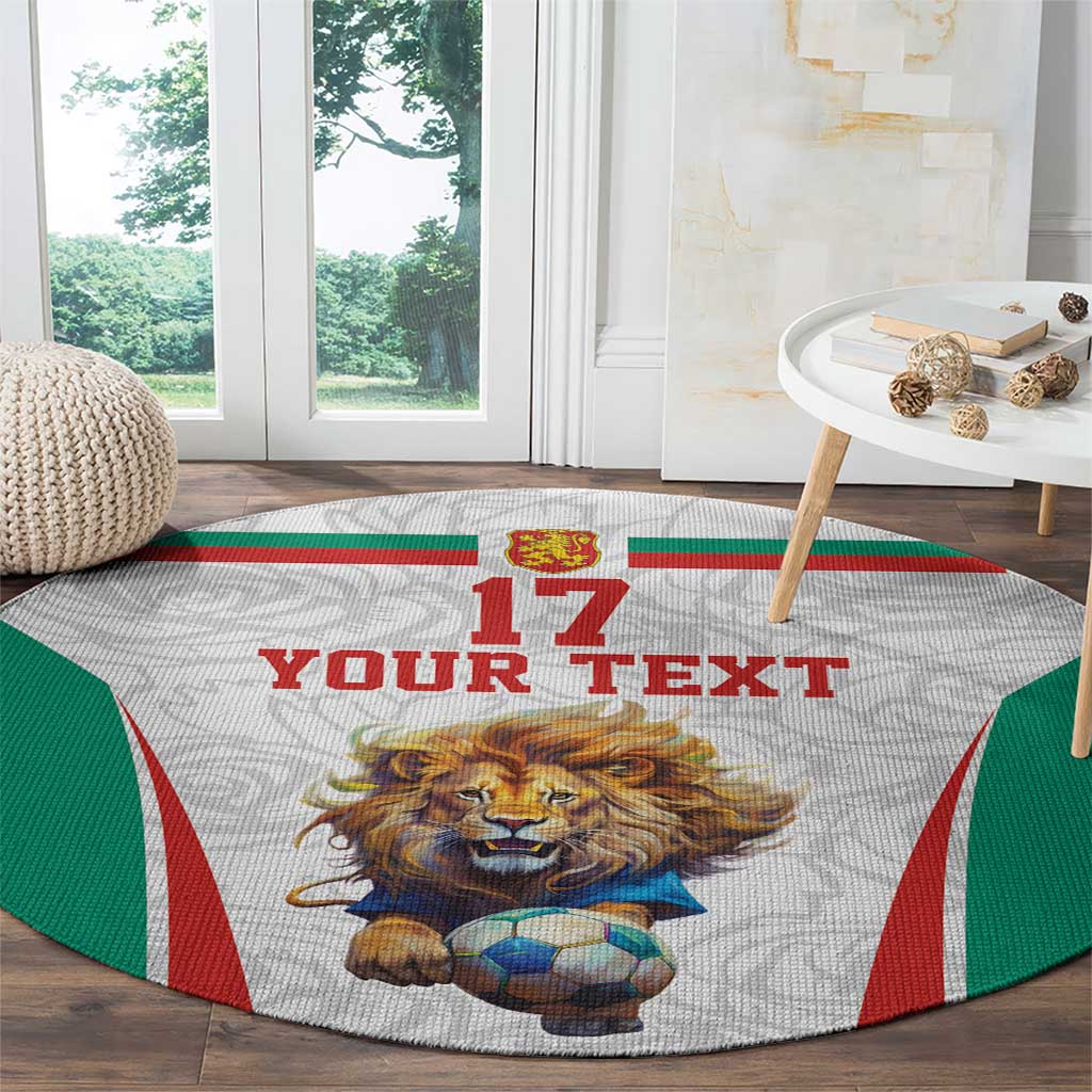 Custom Bulgaria Football We are Champions Round Carpet Sporty Style with Lion Mascot