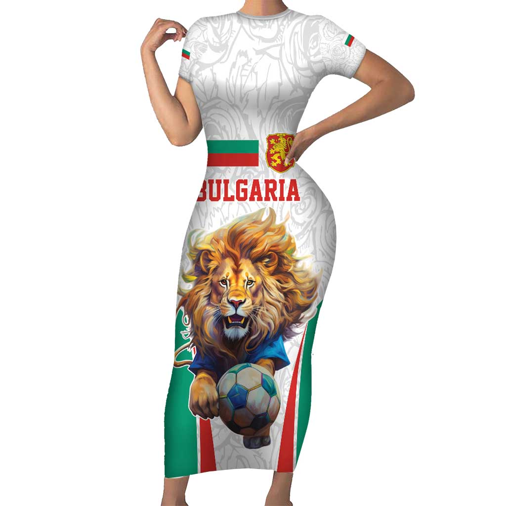 Custom Bulgaria Football We are Champions Short Sleeve Bodycon Dress Sporty Style with Lion Mascot