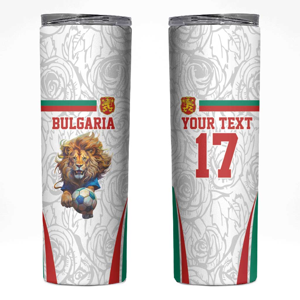 Custom Bulgaria Football We are Champions Skinny Tumbler Sporty Style with Lion Mascot