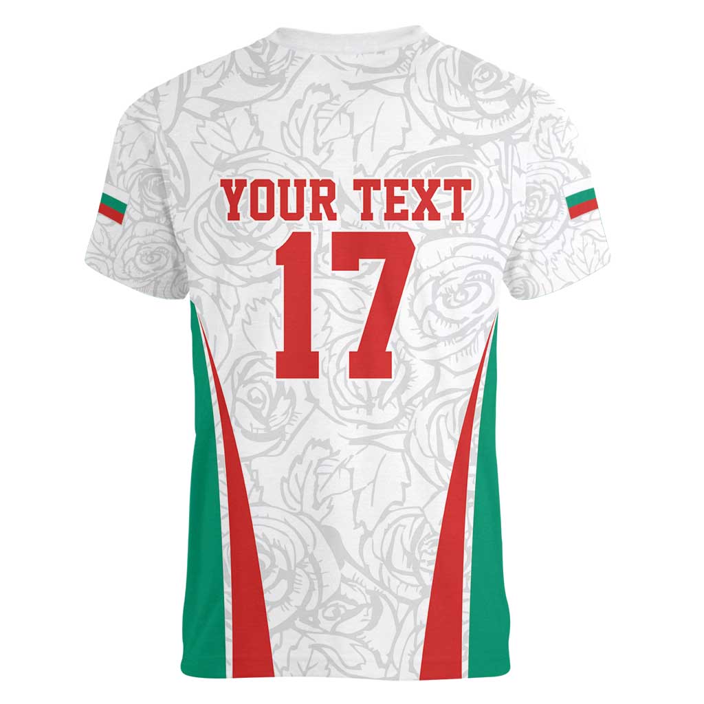 Custom Bulgaria Football We are Champions Women V-Neck T-Shirt Sporty Style with Lion Mascot