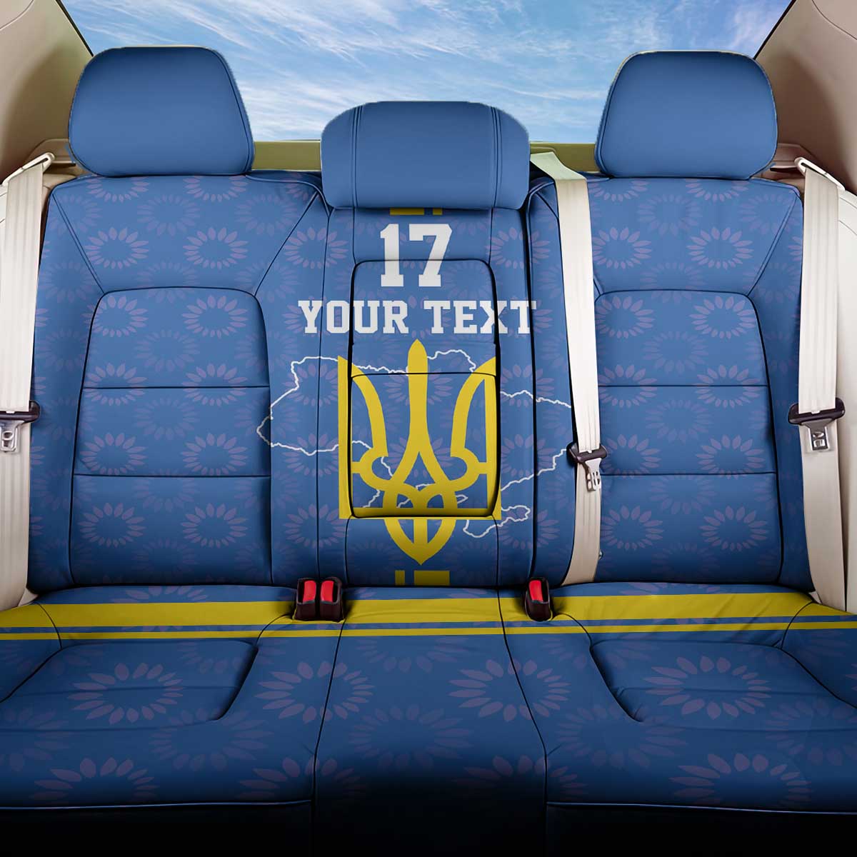 Custom Ukraine Football Back Car Seat Cover Blue Style