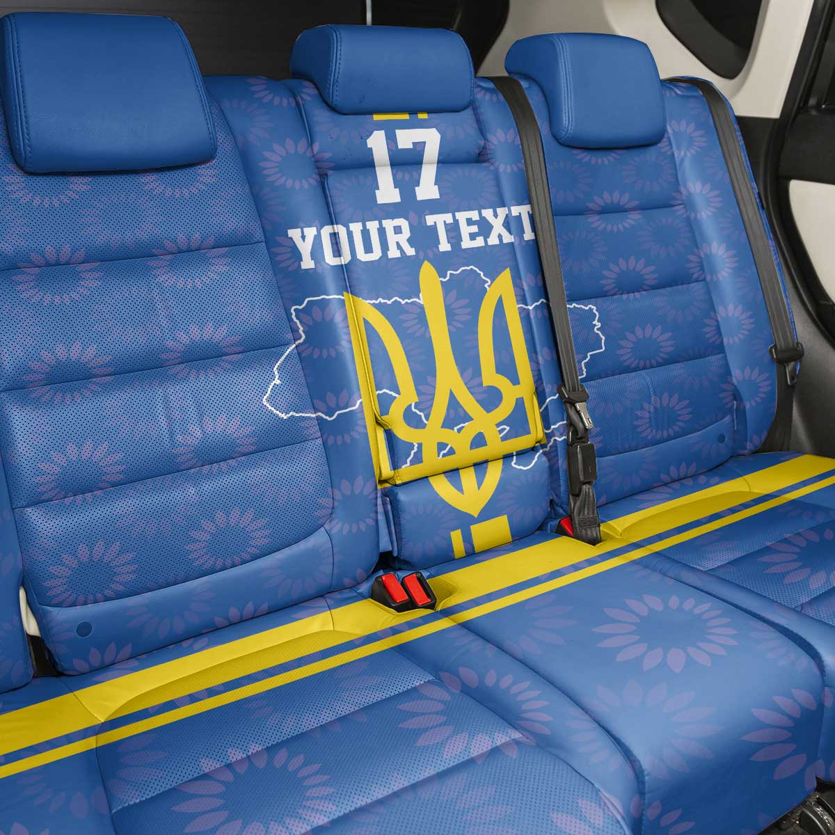 Custom Ukraine Football Back Car Seat Cover Blue Style