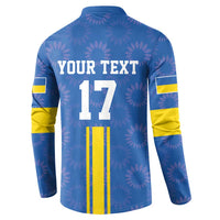 Custom Ukraine Football Button Sweatshirt Blue Style