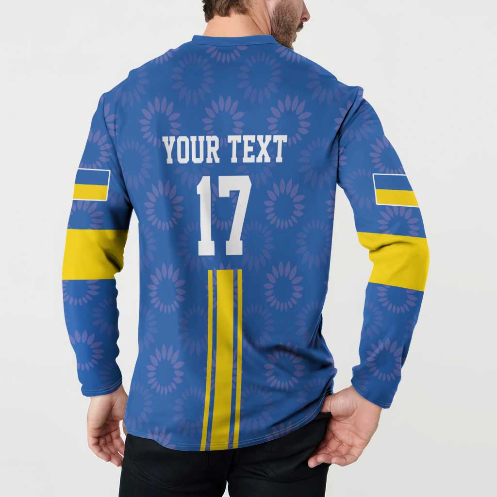Custom Ukraine Football Button Sweatshirt Blue Style