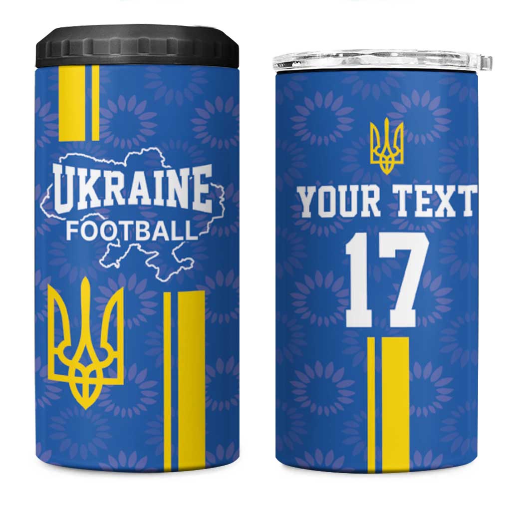 Custom Ukraine Football 4 in 1 Can Cooler Tumbler Blue Style
