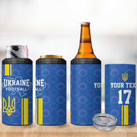 Custom Ukraine Football 4 in 1 Can Cooler Tumbler Blue Style