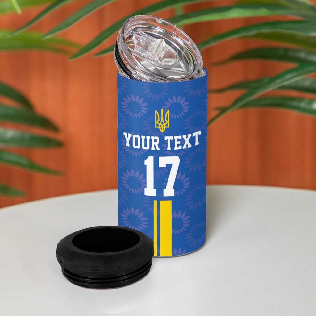 Custom Ukraine Football 4 in 1 Can Cooler Tumbler Blue Style