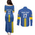 Custom Ukraine Football Couples Matching Puletasi and Long Sleeve Button Shirt Blue Style